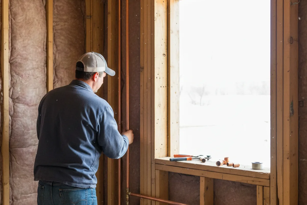 Licensed plumber running new copper supply lines in a Coalfield home