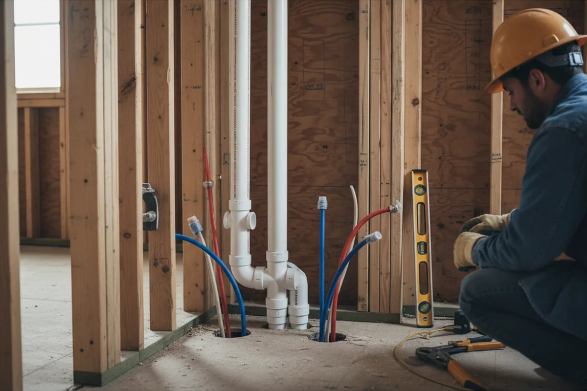 Drain and supply rough-in during Drain Cleaning in Coalfield