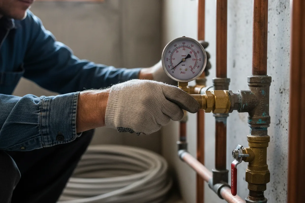 Pressure testing a repaired line during Water Line Repair in Coalfield